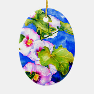 Hollyhocks Ceramic Tree Decoration