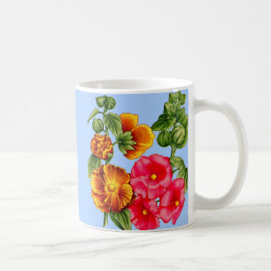 hollyhocks coffee mug