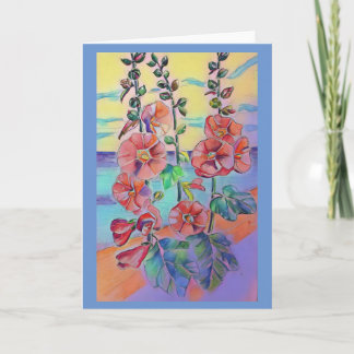 Hollyhocks Greeting Card