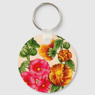 hollyhocks key ring