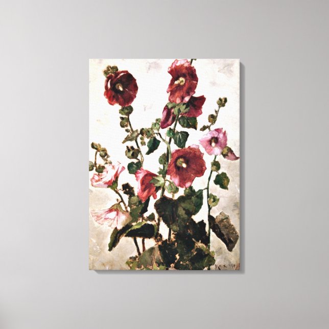 Hollyhocks - Max Weyl painting Canvas Print (Front)