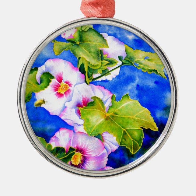 Hollyhocks Metal Tree Decoration (Front)