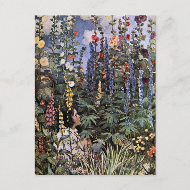 Hollyhocks Postcard (Front)