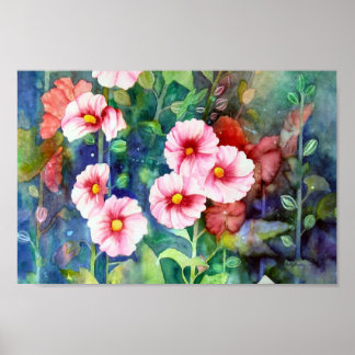 Hollyhocks Poster