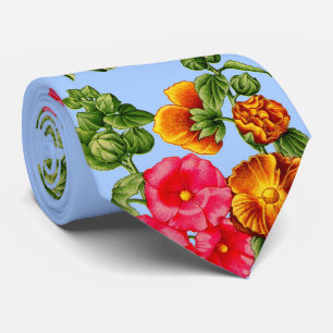 hollyhocks print tie