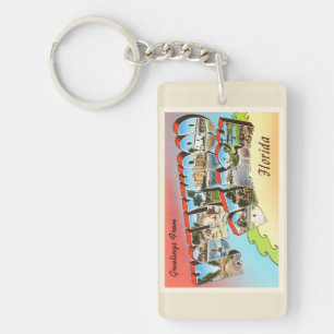 Hollywood Beach Florida FL Vintage Travel Souvenir Key Ring