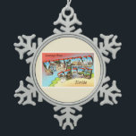 Hollywood Beach Florida FL Vintage Travel Souvenir Snowflake Pewter Christmas Ornament<br><div class="desc">Hollywood Beach,  Florida FL

A nostalgic,  vintage travel souvenir postcard image,  an authentic retro design. Greetings from the American Travelogue Virtual Touring Company!</div>