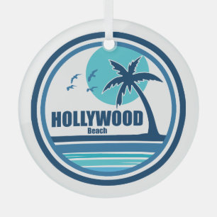 Hollywood Beach Florida Palm Tree Birds Glass Tree Decoration