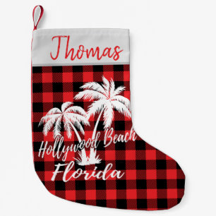 Hollywood Beach Florida Palm Trees Small Christmas Stocking