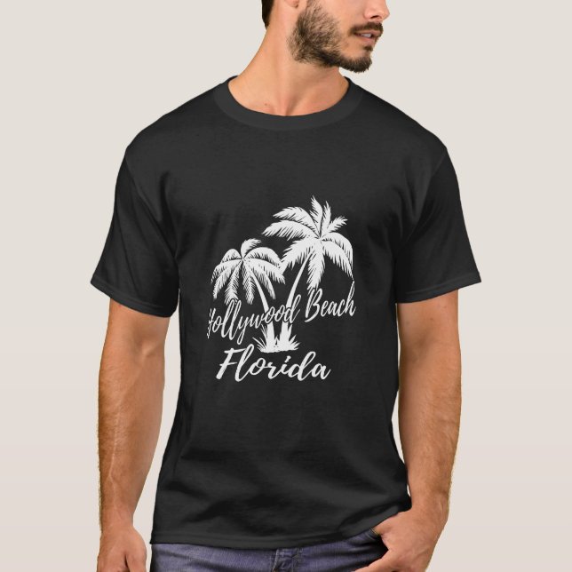 Hollywood Beach Florida Palm Trees Vacation T-Shirt (Front)