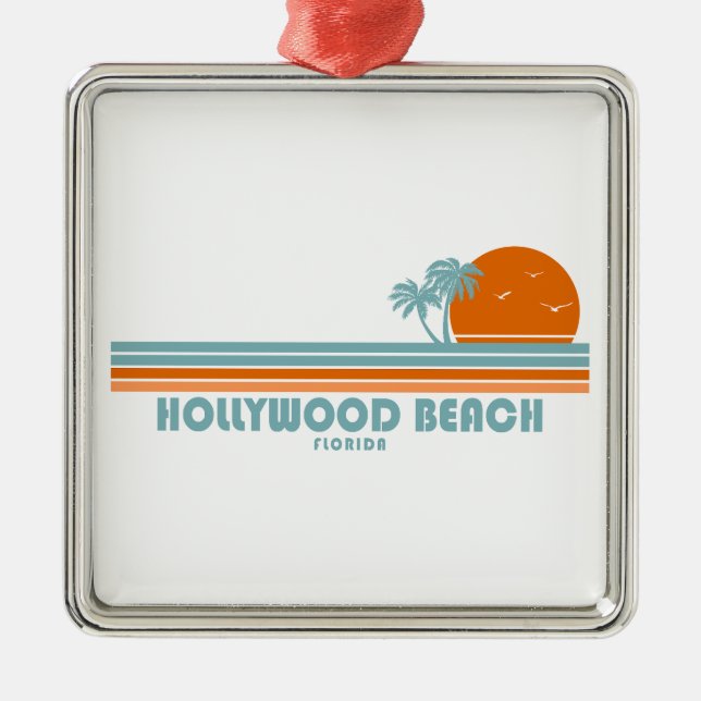 Hollywood Beach Florida Sun Palm Trees Metal Tree Decoration (Front)