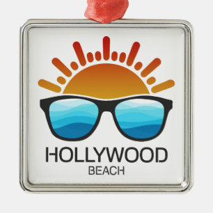 Hollywood Beach Florida Sunglasses Metal Tree Decoration