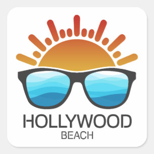 Hollywood Beach Florida Sunglasses Square Sticker