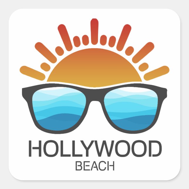 Hollywood Beach Florida Sunglasses Square Sticker (Front)