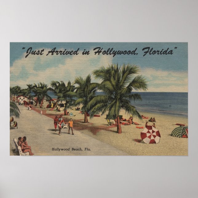 Hollywood Beach, Florida - View of Beach Poster (Front)