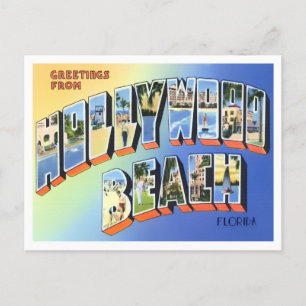 Hollywood Beach, Florida Vintage Big Letters Postcard