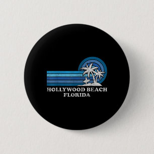 Hollywood Beach Florida Vintage Family Summer 6 Cm Round Badge