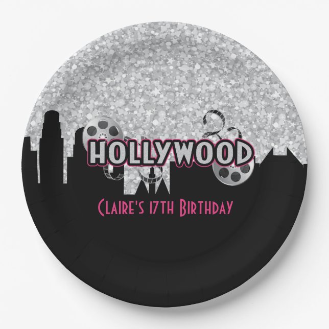 Hollywood Birthday Paper Plate (Front)