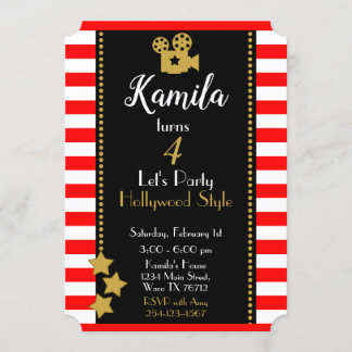 Hollywood Birthday Party Invitation