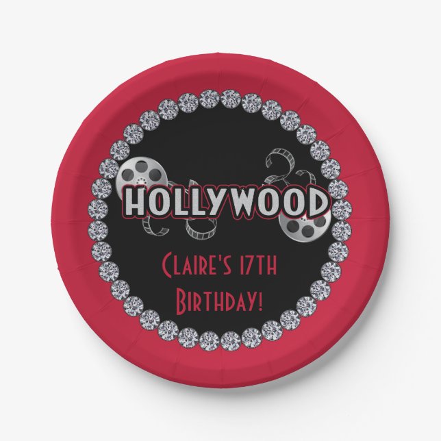 Hollywood Birthday Party Plates (Front)
