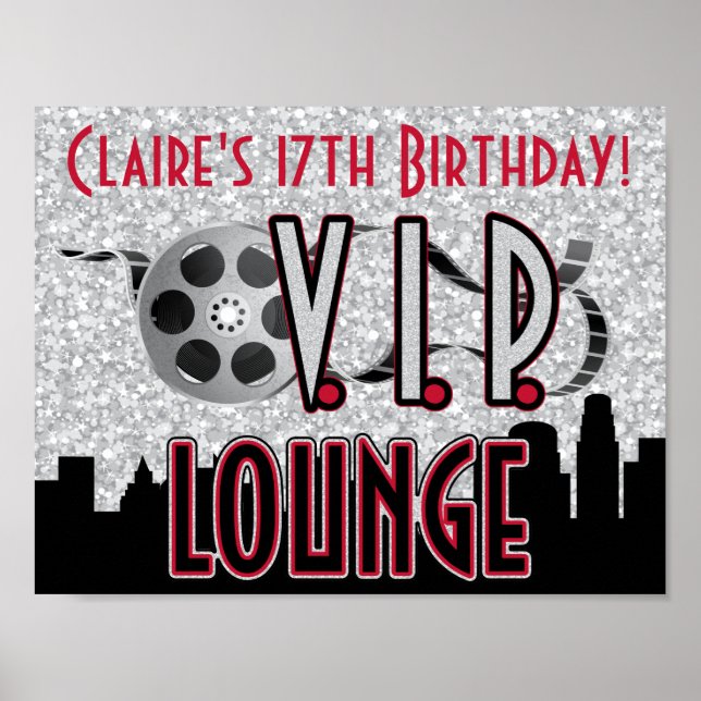 Hollywood Birthday Party Poster (Front)