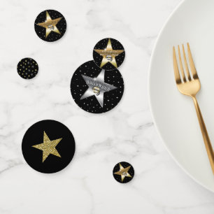Hollywood Black Gold Silver Glitter Stars Party Confetti