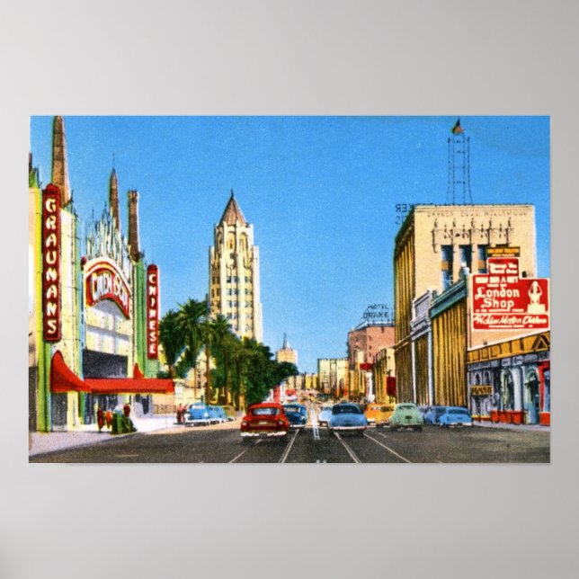 Hollywood Boulevard, Los Angeles Vintage Poster (Front)