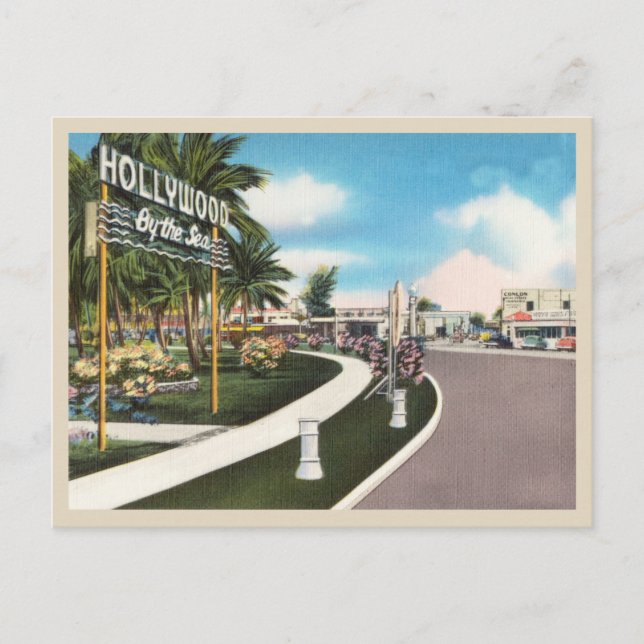 Hollywood by the Sea vintage Florida Postcard (Front)