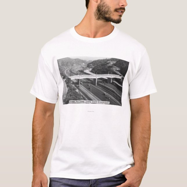 Hollywood, CA Cahuenga Pass Freeway View T-Shirt (Front)