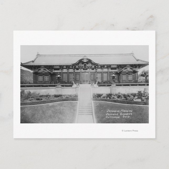 Hollywood, CA Japanese Mansion in Gardens Postcard (Front)