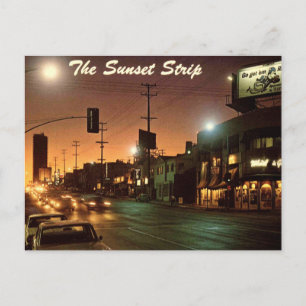 Hollywood CA Sunset Strip 1960s Retro Vintage Postcard