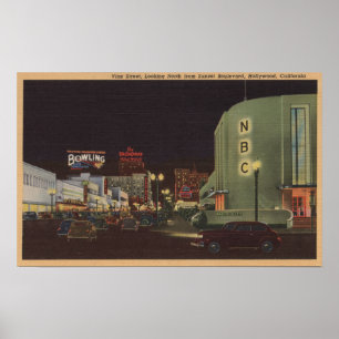 Hollywood, CA - Vine Street from Sunset Poster