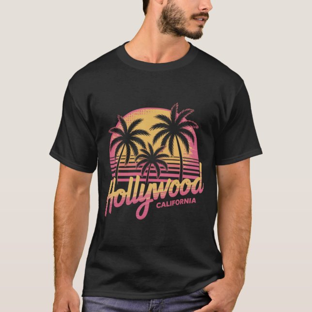 Hollywood California Beach Sunset  T-Shirt (Front)