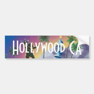 Hollywood California Palm Tree Bumper Sticker Art