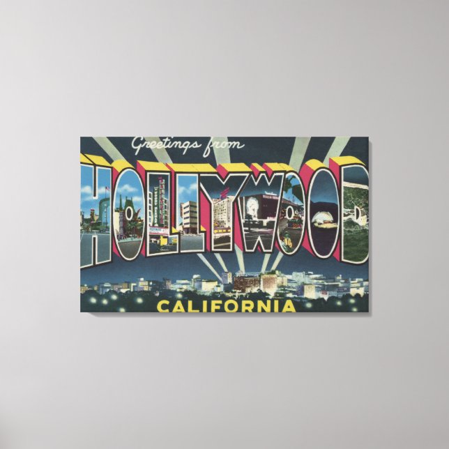 Hollywood, CaliforniaLarge Letter Scenes 2 Canvas Print (Front)