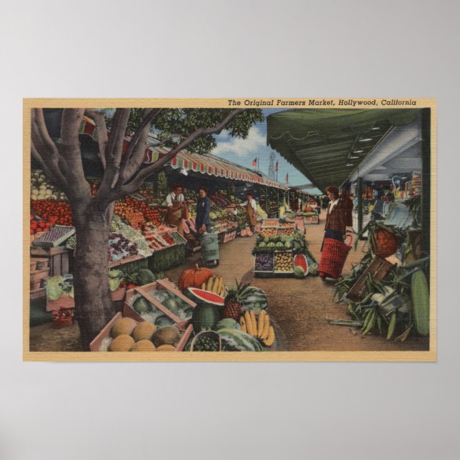 Hollywood, CAView of Original Farmer's Market Poster (Front)