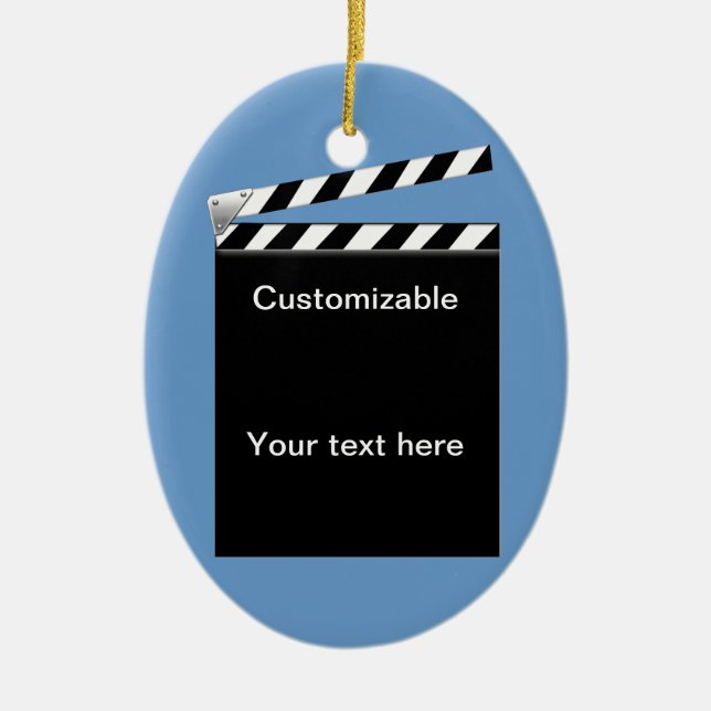 Hollywood Clapper Board Customisable Ceramic Tree Decoration (Front)