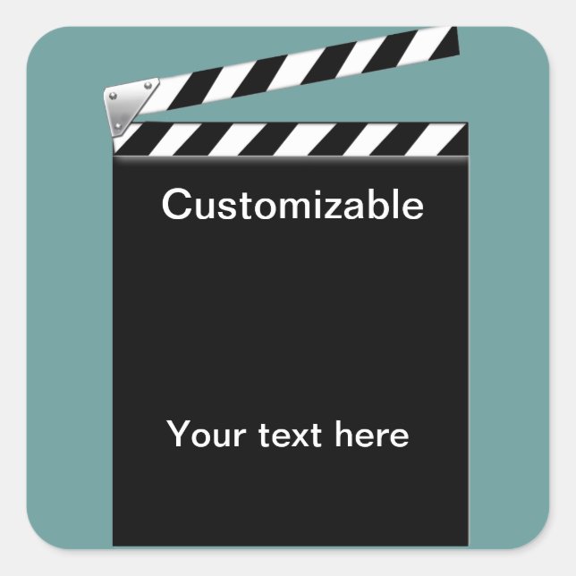 Hollywood Clapper Board Customisable Square Sticker (Front)