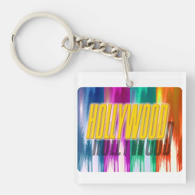 "Hollywood" Colourful Palms Keychain (Front)