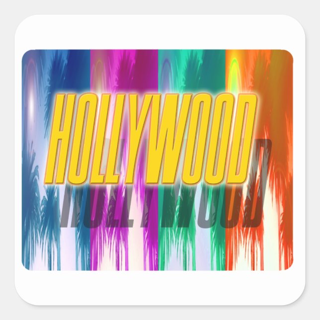 "Hollywood" Colourful Palms Sticker (Front)