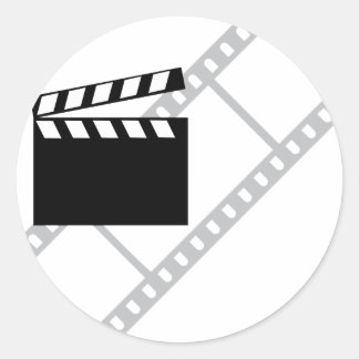 hollywood film clapper classic round sticker