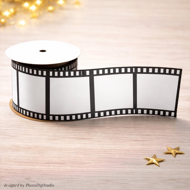 Hollywood Film Strip Party Tape, Black and White  Satin Ribbon (Hollywood Film Strip Party Tape, Black and White Satin Ribbon)