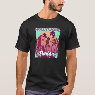 Hollywood FL Florida vintage retro ocean scene bea T-Shirt