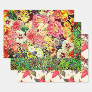 Hollywood Floral Botanical Sampler Wrapping Paper Sheet