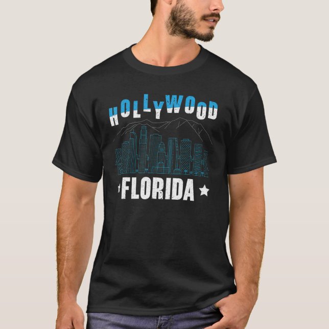 Hollywood Florida American Usa Vacation Travel Tou T-Shirt (Front)
