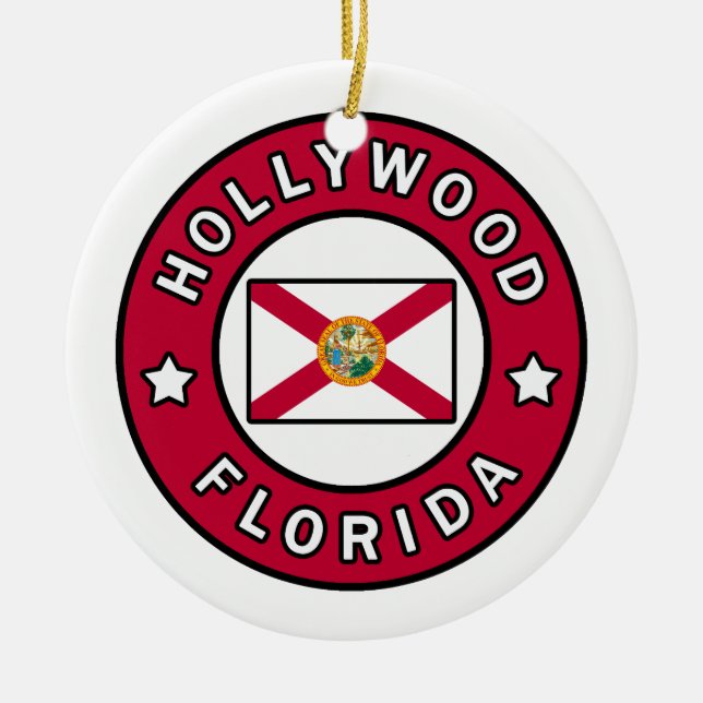 Hollywood Florida Ceramic Tree Decoration (Front)