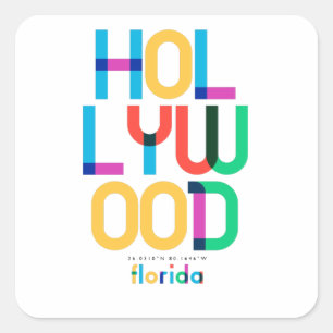 Hollywood Florida Mid Century, Pop Art, Square Sticker