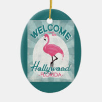 Hollywood Florida Pink Flamingo Retro