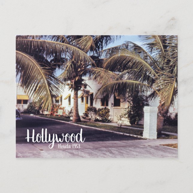 Hollywood Florida Retro Travel Image Tropical Home Postcard (Front)
