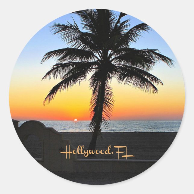 Hollywood, Florida Sunrise Classic Round Sticker (Front)